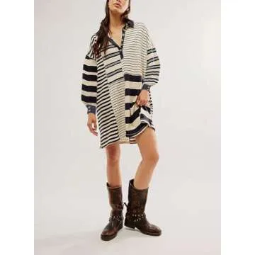 Y2k Striped Sweatshirt Dress for Comfy Everyday Style