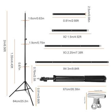 iMounTEK Backdrop Stand Photo Video Studio, 10Ft Wide Adjustable Backdrop Stand, Background Support System Kit with Clamps Carry Bag for Photography/Wedding/Party Decoration