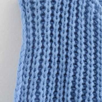 Hixiaohe Womens Crochet Chunky Knit Top Sleeveless Button Down Crop Tops Trendy Cardigan Sweater Vest for Women with Pockets(Blue,S)