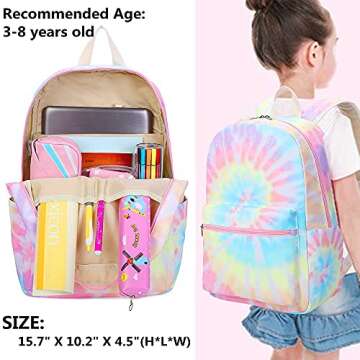 CAMTOP Preschool Backpack for Kids Girls Small Backpack Purse Kindergarten School Bookbags for School Travel (Tie Dye,Age 3-8 Years)