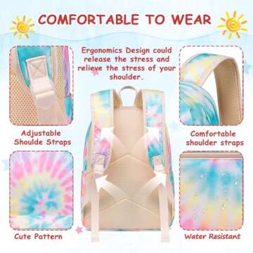 CAMTOP Preschool Backpack for Kids Girls Small Backpack Purse Kindergarten School Bookbags for School Travel (Tie Dye,Age 3-8 Years)