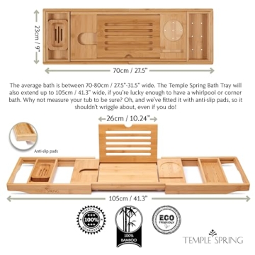 Temple Spring Bathtub Caddy Tray for Luxury Relaxation