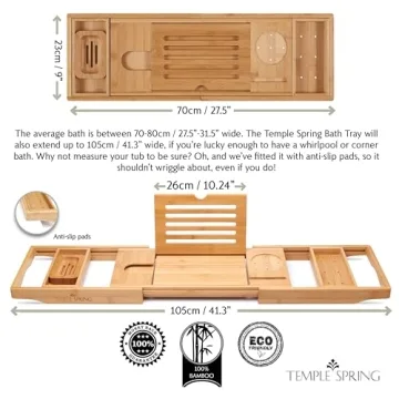 Temple Spring Bathtub Caddy Tray for Luxury Relaxation