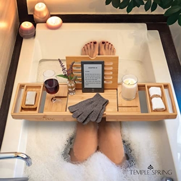Temple Spring Bathtub Caddy Tray for Luxury Relaxation