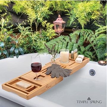 Temple Spring Bathtub Caddy Tray for Luxury Relaxation