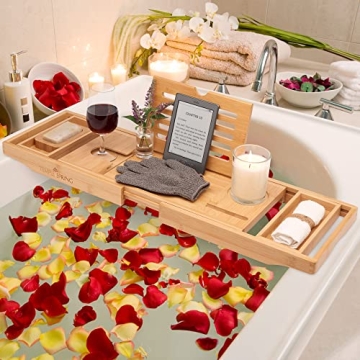 Temple Spring Bathtub Caddy Tray for Luxury Relaxation