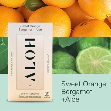 ALŌH Sweet Orange Hand Sanitizing Wipes - Hydrating & Refreshing