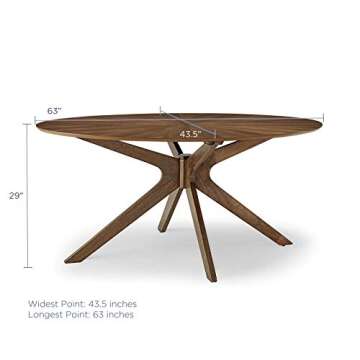 Modway Crossroads 63" Oval Wood Dining Table, Walnut