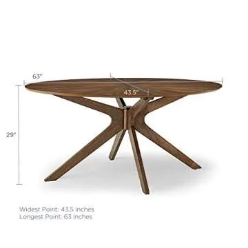 Modway Crossroads 63" Oval Wood Dining Table, Walnut