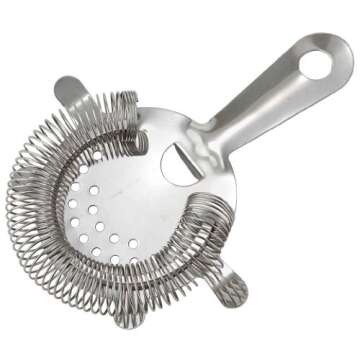 Winco Stainless Steel 4-Prong Bar Strainer for Home Bartending