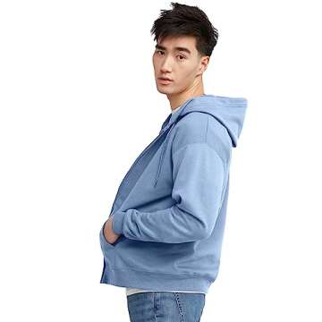 Hanes Men's Eco-Smart Full-Zip Hoodie - Light Blue