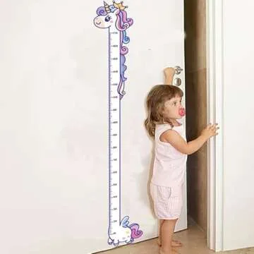 Vinyl Peel and Stick Growth Chart Sticker Cute Unicorn Nursery Wall Decor Decal Kids Room Bedroom Decoration Height Measurements