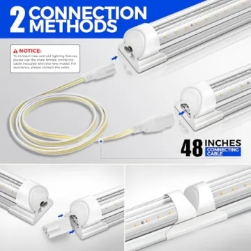 Barrina LED Shop Light 2ft, 20W 3000LM 5000K, T8 LED Light Fixture, Clear Cover, Ceiling and Utility Shop Light, Linkable Tube Lights, Shop Lights for Room, Garage, Workbench, Warehouse, 2-Pack