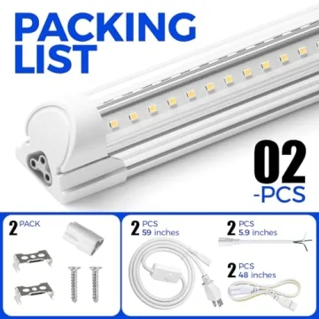 Barrina LED Shop Light 2ft, 20W 3000LM 5000K, T8 LED Light Fixture, Clear Cover, Ceiling and Utility Shop Light, Linkable Tube Lights, Shop Lights for Room, Garage, Workbench, Warehouse, 2-Pack