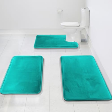 Clara Clark 3 Piece Bathroom Rugs Bath Mat Set - Soft Plush Comfort with Non-Slip Backing