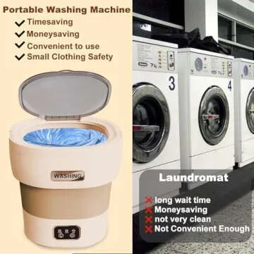 Portable Mini Washing Machine, 18L Portable Mini Washer, Collapsible Washer with Dryer, Small Foldable Laundry Washer, Apartment, RV, Camping, Socks, Baby Clothes, Underwear (Brown)