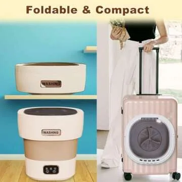 Portable Mini Washing Machine, 18L Portable Mini Washer, Collapsible Washer with Dryer, Small Foldable Laundry Washer, Apartment, RV, Camping, Socks, Baby Clothes, Underwear (Brown)