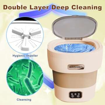 Portable Mini Washing Machine, 18L Portable Mini Washer, Collapsible Washer with Dryer, Small Foldable Laundry Washer, Apartment, RV, Camping, Socks, Baby Clothes, Underwear (Brown)