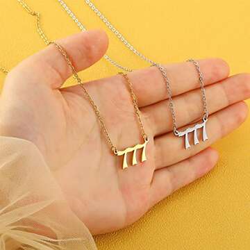 RWQIAN Angel Number Gold 777 Necklace For Women,Dainty Gold Plated Number 777 Pendant Choker Chain Numerology Jewelry Necklace Gifts for Women Girls