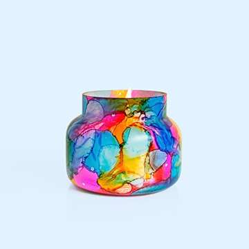 Capri Blue Volcano Candle - Rainbow Watercolor Signature Glass Jar Candle - Luxury Aromatherapy Candle - Tropical Fruits & Sugared Citrus Candle (19 Oz)