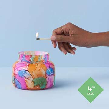 Capri Blue Volcano Candle - Rainbow Watercolor Signature Glass Jar Candle - Luxury Aromatherapy Candle - Tropical Fruits & Sugared Citrus Candle (19 Oz)