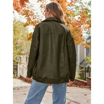 AUTOMET Women's Oversized Faux Leather Jacket Y2K Fashion