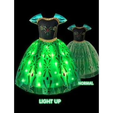 UPORPOR Light Up Princess Dress Costume for Girls Dress Up Clothes Halloween Snow Christmas Dress fo...