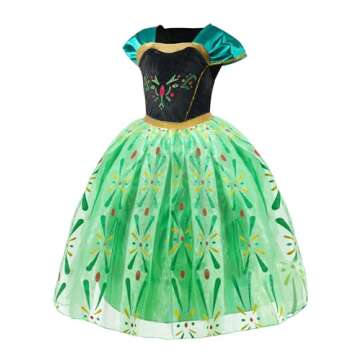 UPORPOR Light Up Princess Dress Costume for Girls Dress Up Clothes Halloween Snow Christmas Dress for Toddler Kids Teens Queen Birthday Party Ice Costume Green 2-10 Years Size, 110