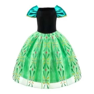 UPORPOR Light Up Princess Dress Costume for Girls Dress Up Clothes Halloween Snow Christmas Dress for Toddler Kids Teens Queen Birthday Party Ice Costume Green 2-10 Years Size, 110