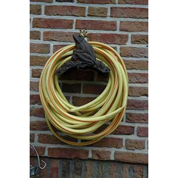 Esschert Design TG51 Frog Prince Garden Hose Holder, Antique Brown with Gold Crown