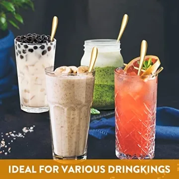 KITWARE Gold Ice Teaspoons Set - Stainless Steel Elegance