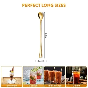 KITWARE Gold Ice Teaspoons Set - Stainless Steel Elegance