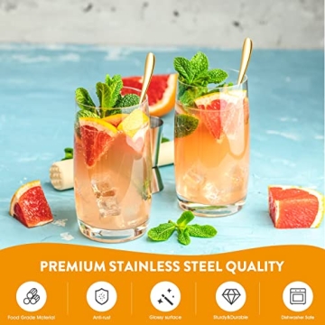 KITWARE Gold Ice Teaspoons Set - Stainless Steel Elegance