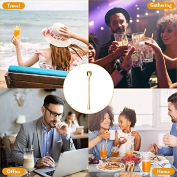 KITWARE Gold Ice Teaspoons Set - Stainless Steel Elegance