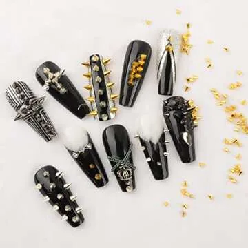 Stylish 600Pcs Nail Art Punk Cone Spike Studs for DIY Manicure