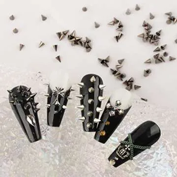 Stylish 600Pcs Nail Art Punk Cone Spike Studs for DIY Manicure