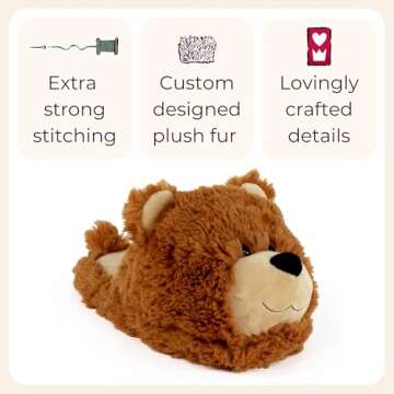 Everberry Fuzzy Bear Slippers - Plush Teddy Animal Slippers, 7-10.5