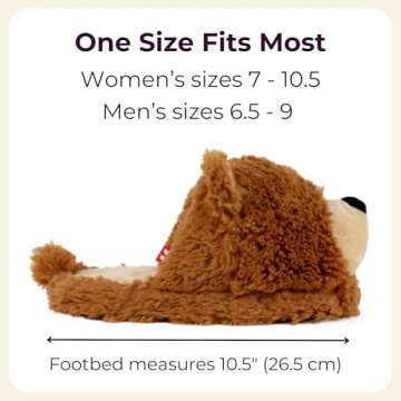 Everberry Fuzzy Bear Slippers - Plush Teddy Animal Slippers, 7-10.5