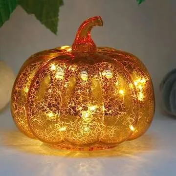 CFDECOR Mercury Glass Pumpkin Light - Timer & Fairy Lights