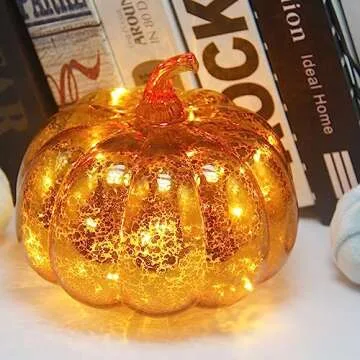 CFDECOR Mercury Glass Pumpkin Light - Timer & Fairy Lights