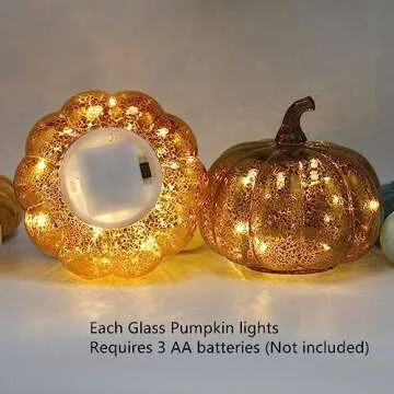 CFDECOR Mercury Glass Pumpkin Light - Timer & Fairy Lights
