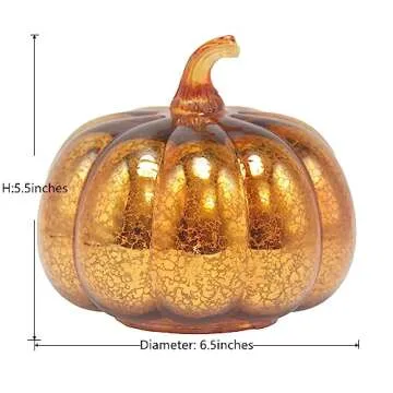 CFDECOR Mercury Glass Pumpkin Light - Timer & Fairy Lights