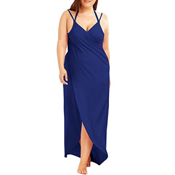 Fadalo Plus Size Beach Wrap Dress Backless Design