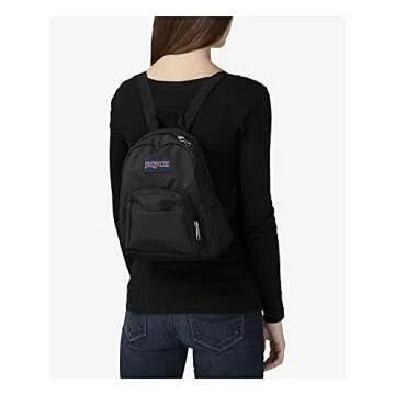 JanSport Half Pint Mini Backpack for Women, Men, Girls, Boys, Black, 10.2 L - Durable Mini Bag Purse with Adjustable Shoulder Straps, Single Main Compartment, Zippered Stash Pocket
