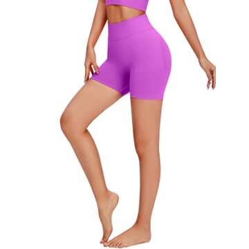 Unthewe Workout Butt Lifting Shorts for Women High Waisted Seamless Gym Yoga Booty Shorts(U429-Booty Pitaya Purple-S)