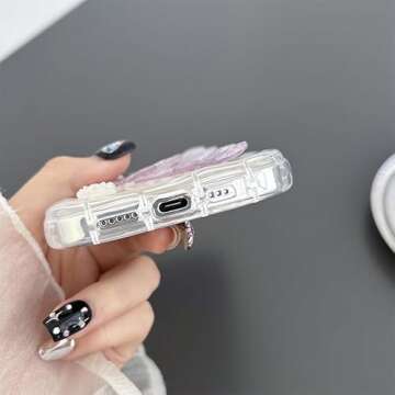 ZTOFERA Case for iPhone 15 Pro Max, Laser 3D Butterfly & Flower Pattern Cute Case for Girl & Women, Glitter Laser Glossy Soft Protective Shockproof TPU Bumper Phone Cover for iPhone 15 Pro Max - White