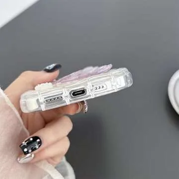 ZTOFERA Case for iPhone 15 Pro Max, Laser 3D Butterfly & Flower Pattern Cute Case for Girl & Women, Glitter Laser Glossy Soft Protective Shockproof TPU Bumper Phone Cover for iPhone 15 Pro Max - White