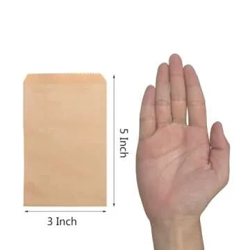 100-pack 3x5 Inches Natural Kraft Paper Bags for Bakery Cookies Treats Snacks Sandwiches Popcorn Small Gift bag