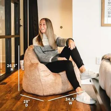 Big Joe Hug Bean Bag Chair, Caribou Hyde, Faux Polyester Blend, 3 feet