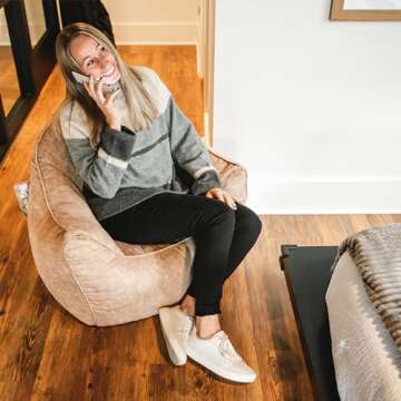 Big Joe Hug Bean Bag Chair, Caribou Hyde, Faux Polyester Blend, 3 feet